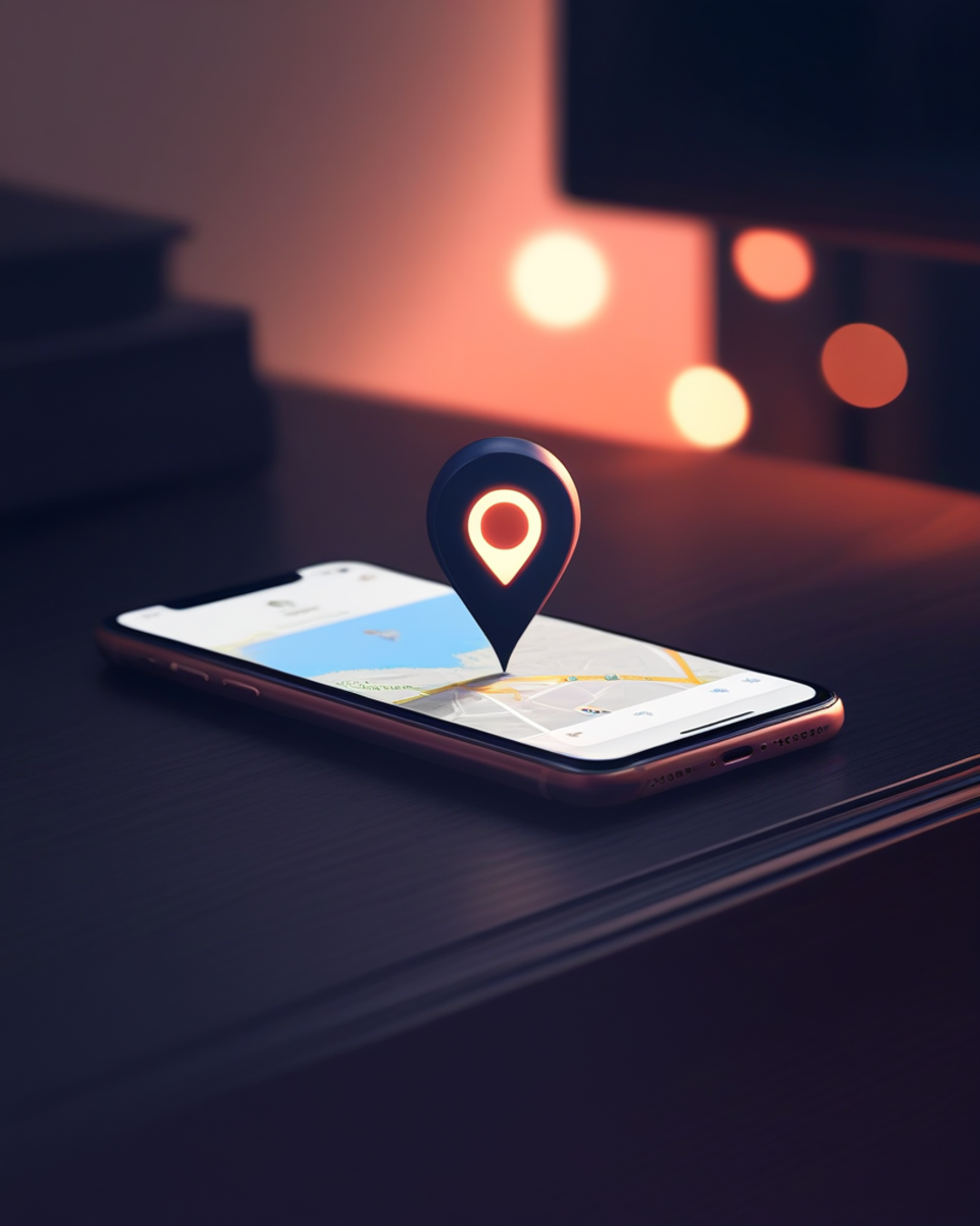 Smartphone avec une épingle de localisation
